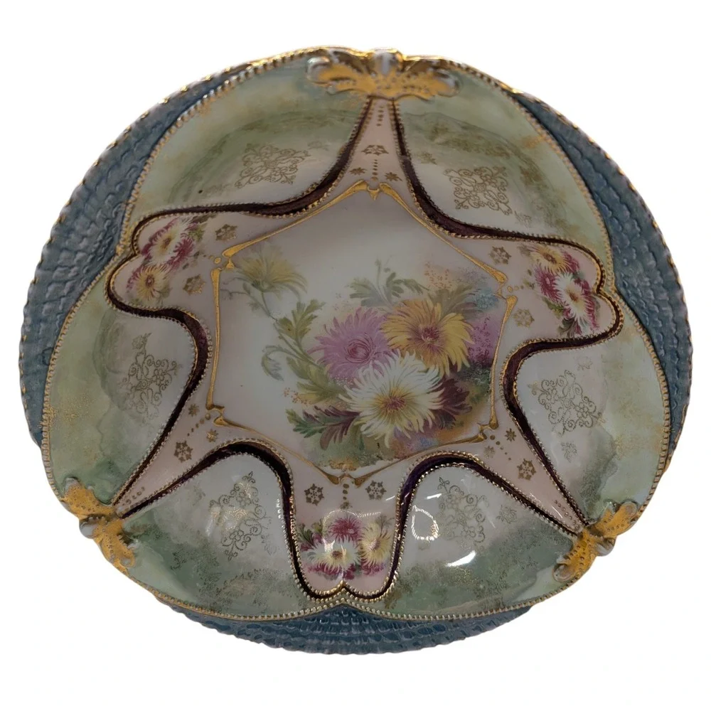 Antique OLS St Kilian Serving Bowl Floral Oscar Schlegelmilch Hand Painted SEE